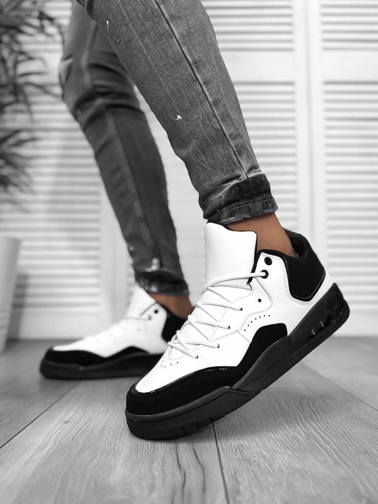 Adidasi barbati casual  albi cu negru 5919