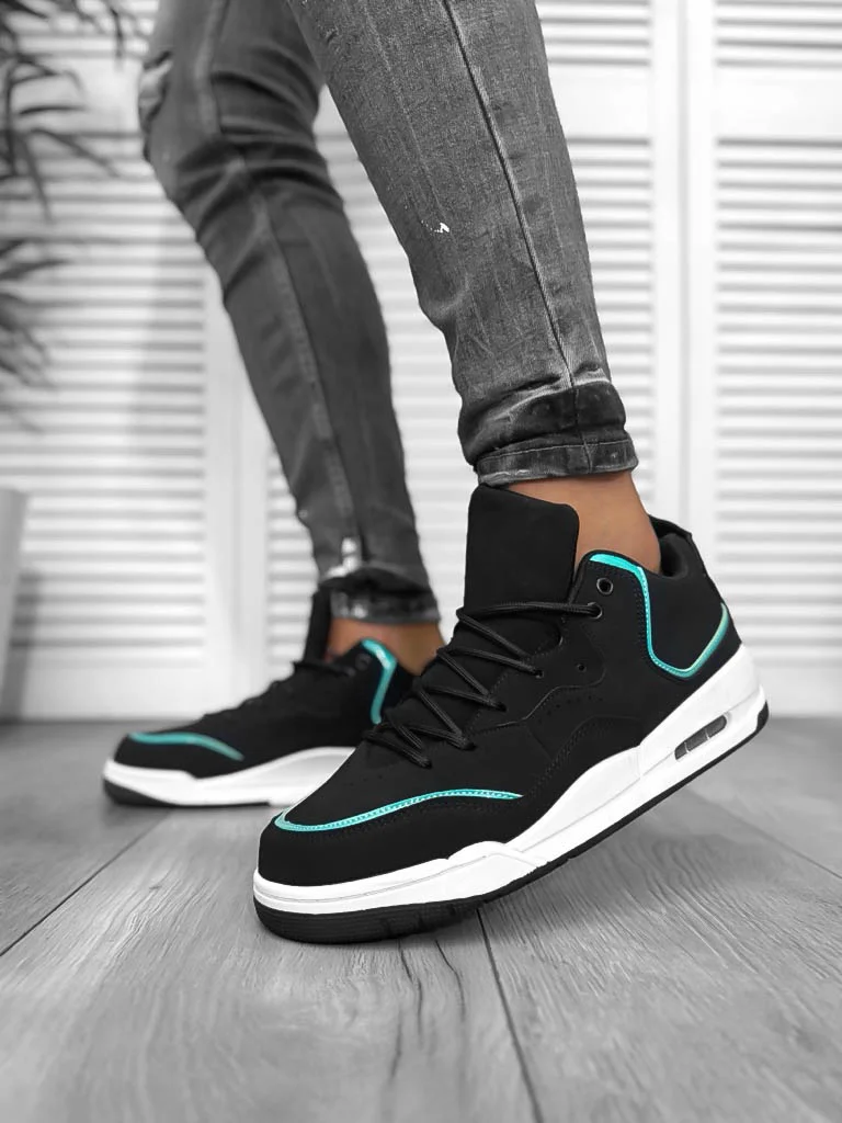 Adidasi barbati casual  negru cu verde 5919  N4-4