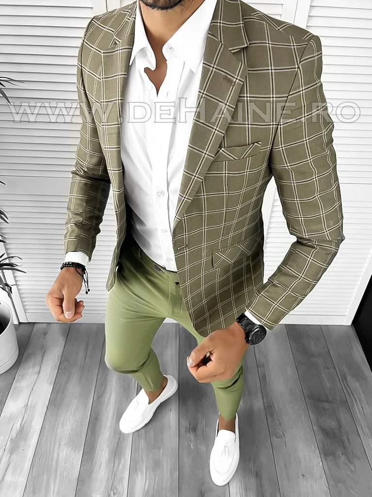 Sacou barbati in carouri slim fit B5019 22A-1