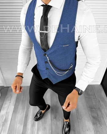 Vesta barbati eleganta slim fit albastra B8180 102-4 E~