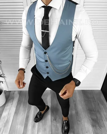 Vesta barbati slim fit albastra B8251 102-4 E~