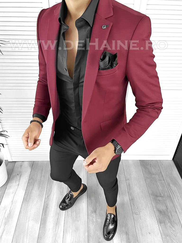 Sacou barbati slim fit grena B8339  89-5