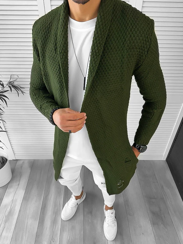 Cardigan barbati kaki slim fit ZR T3557 117-5