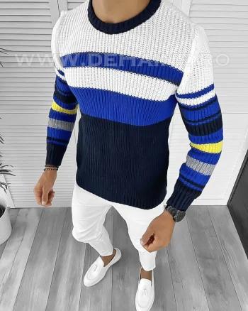 Pulover barbati gros slim fit bleumarin T3576  U2-2.2