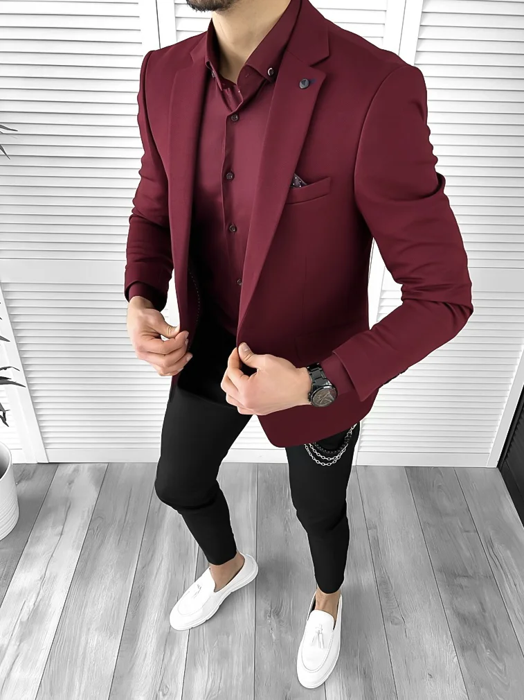 Sacou barbati slim fit grena 10323  50-4