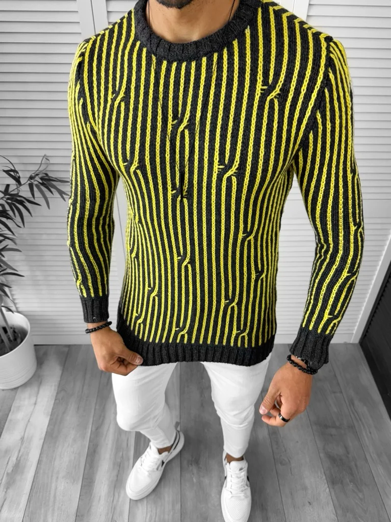 Pulover barbati gros slim fit gri inchis T3575 102-2