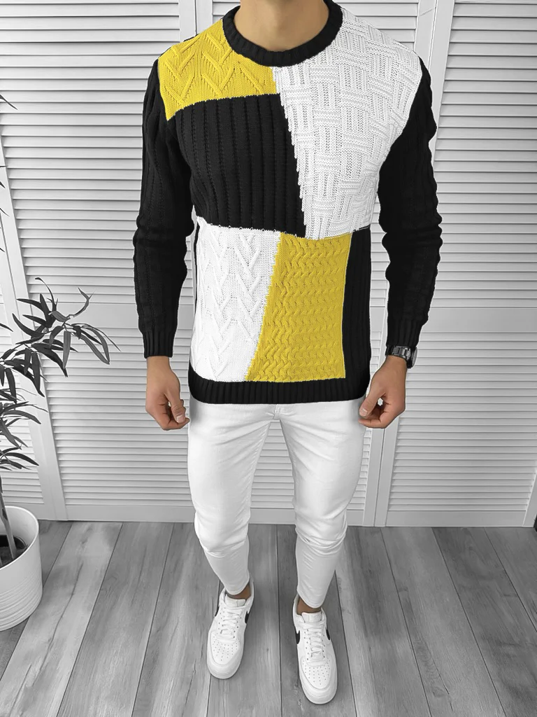 Pulover barbati gros negru  slim fit ZR T3611 i7-8 Y13