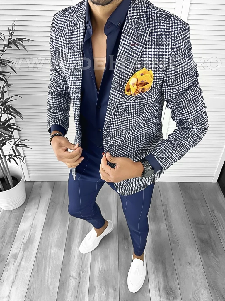 Sacou barbati slim fit in carouri B8329  P20-5.3