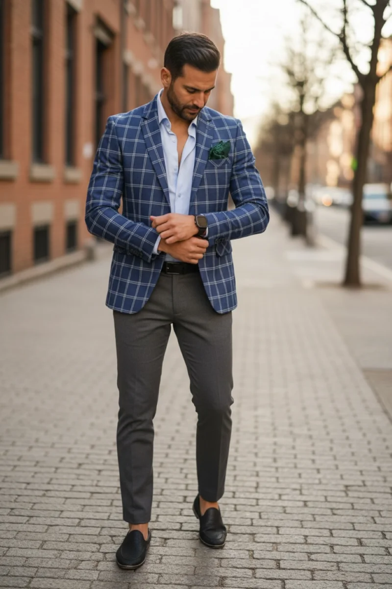 Sacou barbati slim fit in carouri 12715 107-2