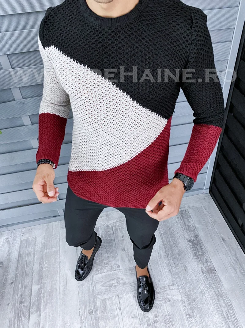 Pulover barbati gros slim fit bordo T3602  97-4.1