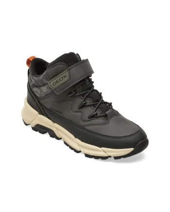 Ghete GEOX negre, J36LCG, din piele ecologica