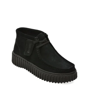 Ghete CLARKS negre, TORHILL MOSS, din piele intoarsa