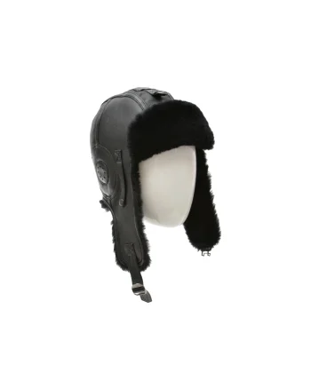 Caciula KLOP neagra, 041K, din piele naturala