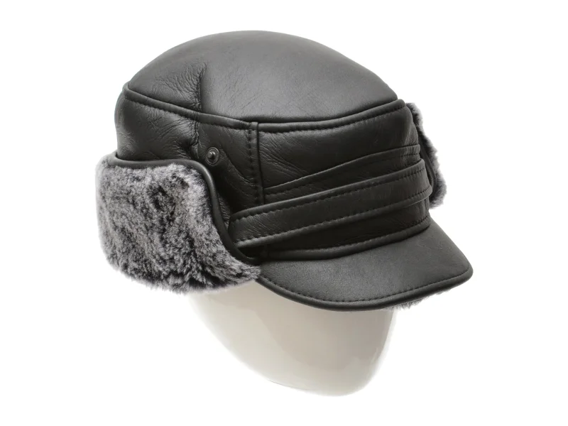 Caciula KLOP neagra, 13K, din piele naturala