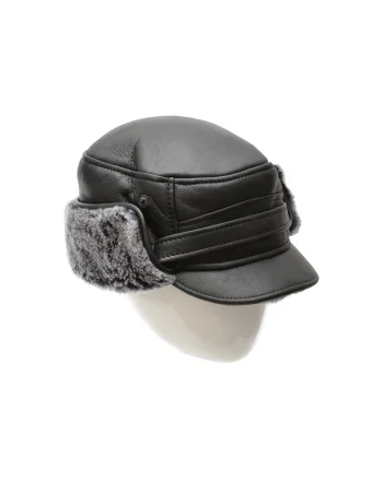 Caciula KLOP neagra, 13K, din piele naturala