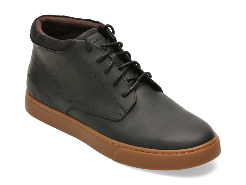 Ghete CLARKS negre, LYDFORD MID, din piele naturala