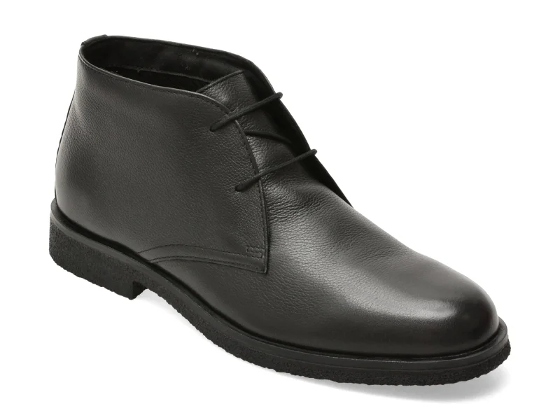 Ghete GEOX negre, U6658D, din piele naturala
