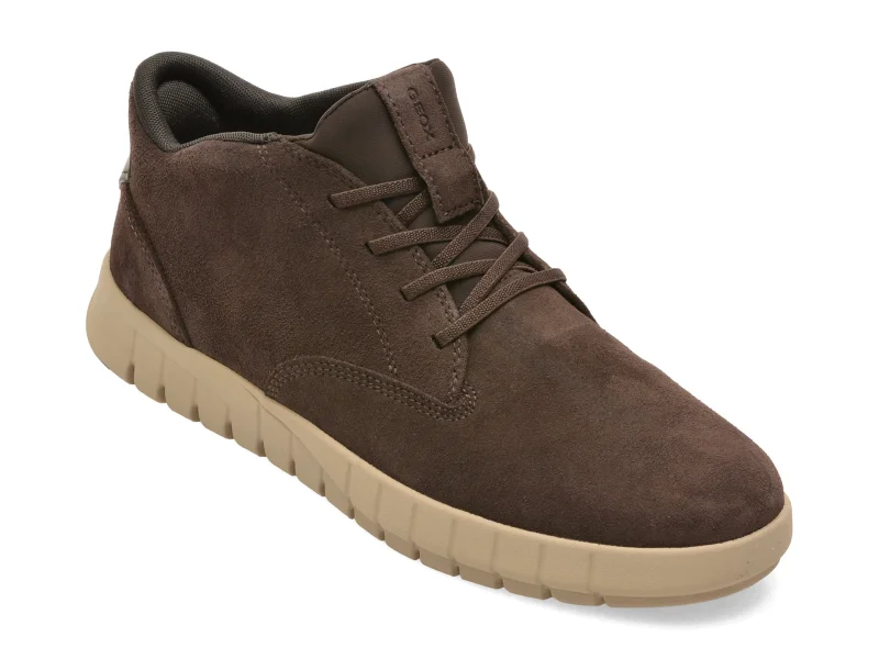 Ghete GEOX maro, U56MAB, din piele intoarsa