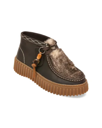 Ghete CLARKS maro, TORHILL MOSS, din piele naturala