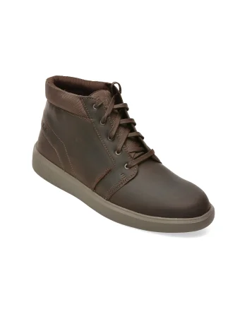 Ghete CLARKS maro, BRODIN MID, din piele naturala