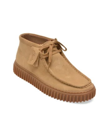Ghete CLARKS bej, TORHILL HI, din piele intoarsa