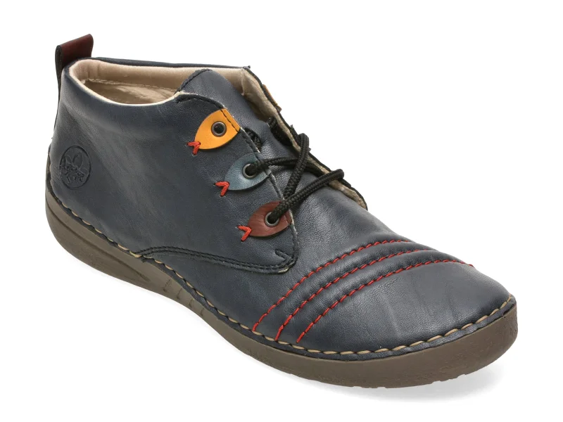 Ghete RIEKER bleumarin, 52509, din piele ecologica