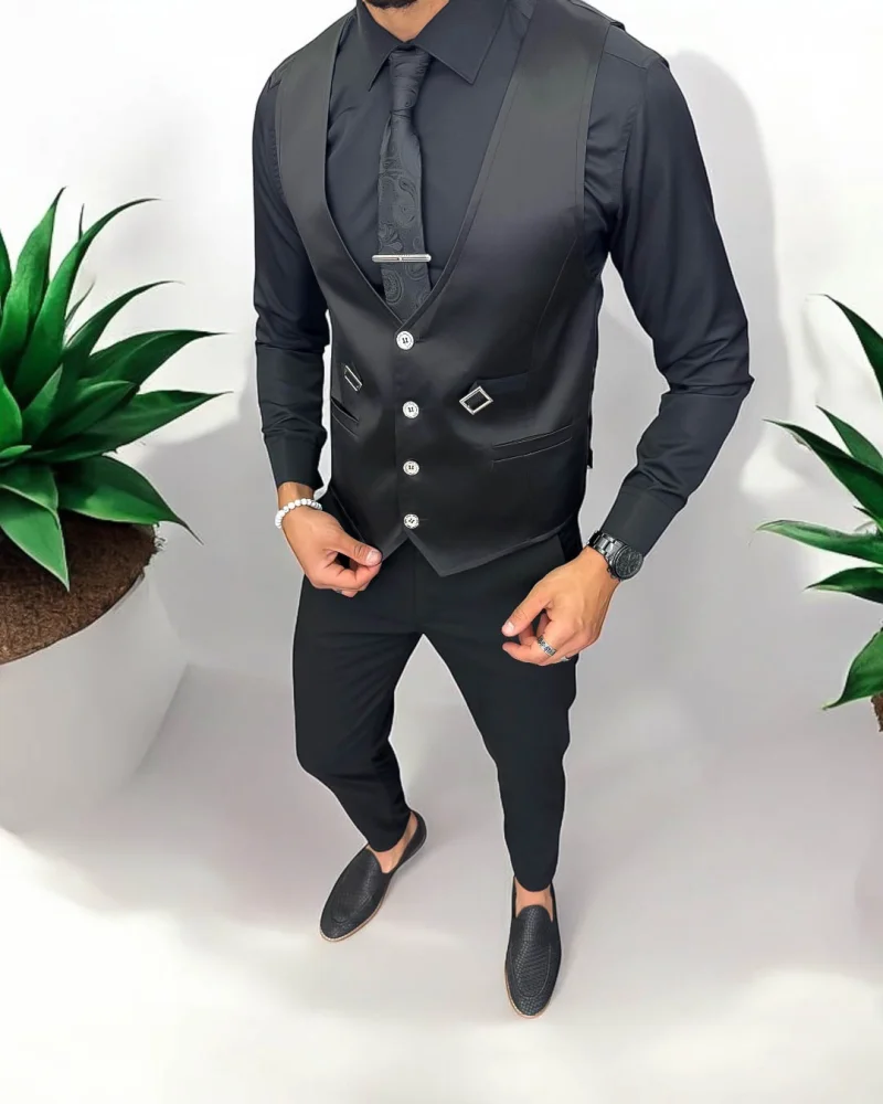 Vesta barbati eleganta slim fit  neagra  13261 19-4