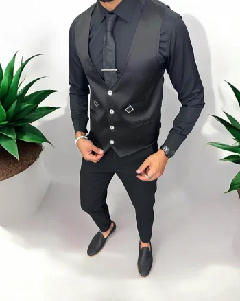 Vesta barbati eleganta slim fit  neagra  13261 19-4
