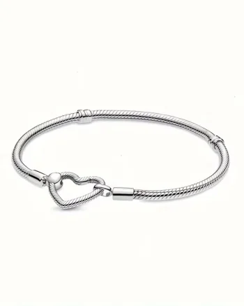 Bratara pentru talismane/charmuri argint 925, JW1135, model inima, placata cu rodiu