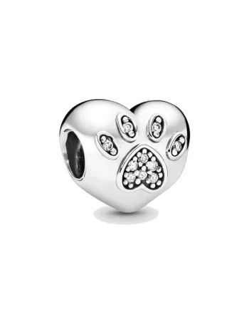 Charm/talisman argint 925, JW1164, model inima si labuta, placat cu rodiu