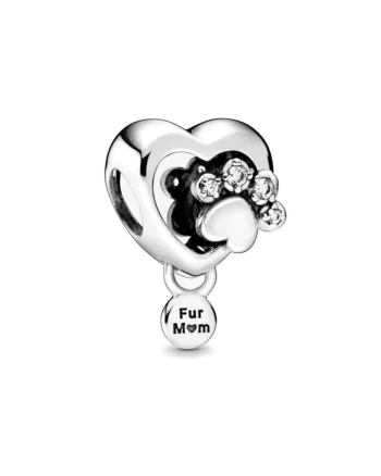 Charm/talisman argint 925, JW1143, model inima si labuta, placat cu rodiu
