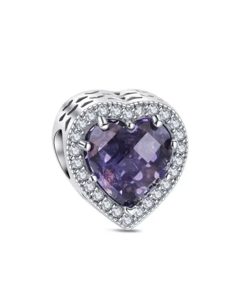 Charm/talisman argint 925, JW1188, model inima mov, placat cu rodiu