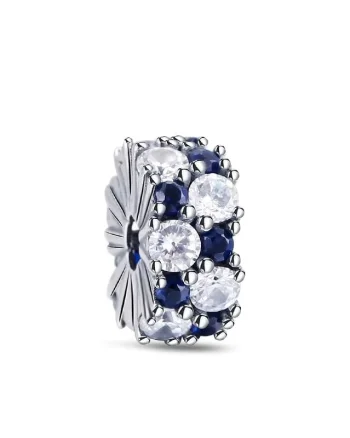 Charm/talisman argint 925, JW1191, model elegant cu pietre alb/albastru, placat cu rodiu