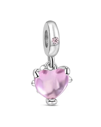 Charm/talisman argint 925, JW1198, model inima roz, placat cu rodiu