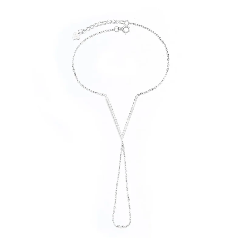 Bratara argint 925, JW1204, model elegant in V, placata cu rodiu