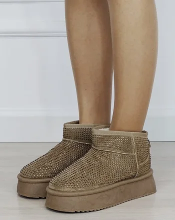 Ghete dama kaki cu pietricele PU-15 M4