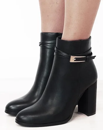Botine negre elegante cu toc gros 6337 114