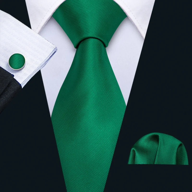 Set cravata verde + batista + butoni - matase - model 479