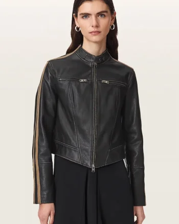 AllSaints  jachetă scurtă pentru femei din piele TIGGY LEATHER JACKET
