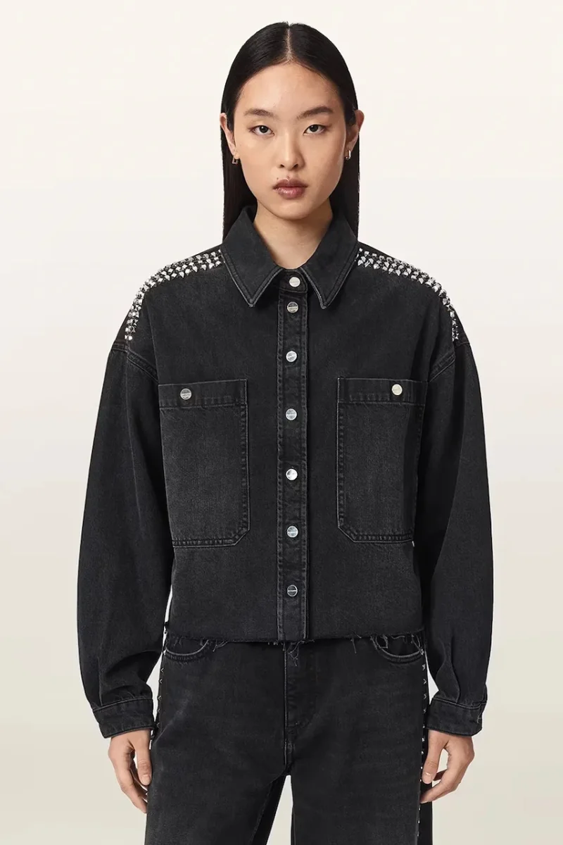 AllSaints  jachetă scurtă pentru femei din denim NICKY