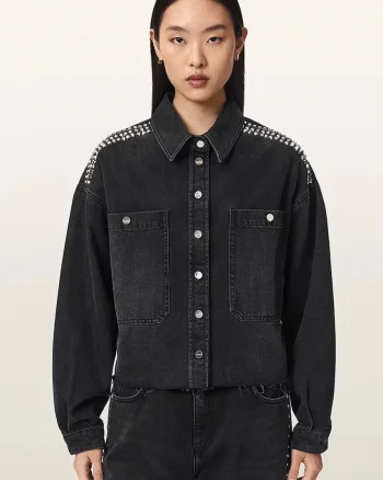 AllSaints  jachetă scurtă pentru femei din denim NICKY