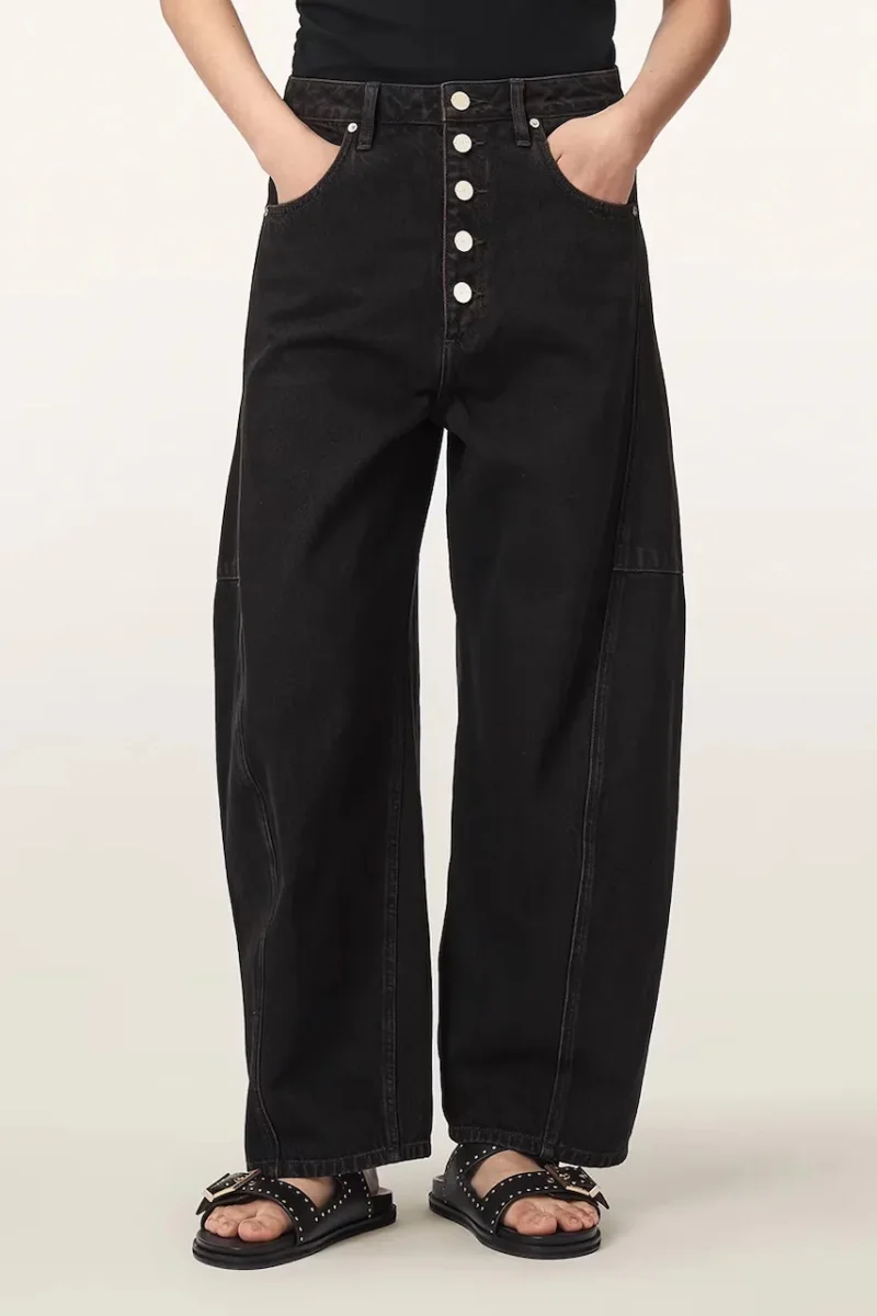 AllSaints  blugi barrel pentru femei CARTER BUTTON JEAN