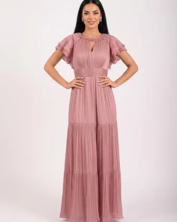 Rochie lunga din material plisat