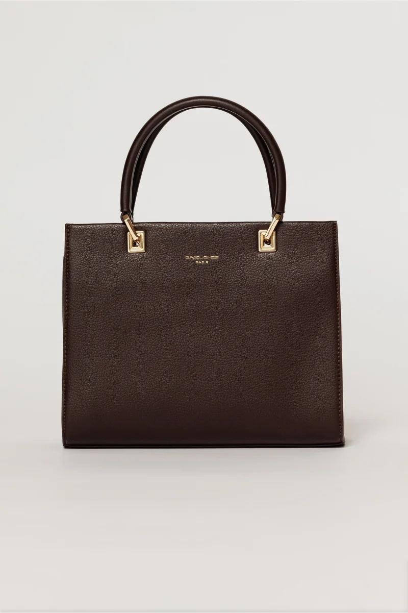 Geanta burgundy office patrata din piele ecologica cu maner dublu