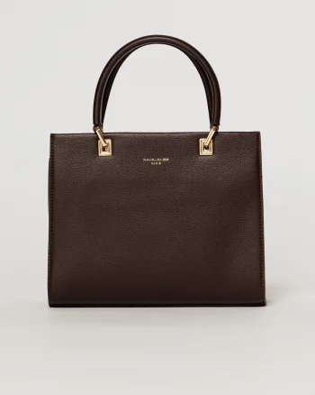 Geanta burgundy office patrata din piele ecologica cu maner dublu