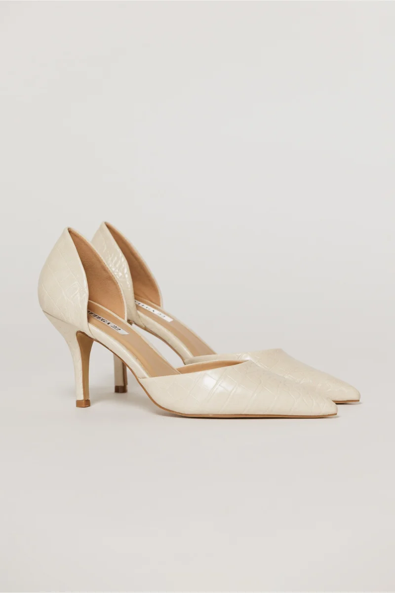 Pantofi ivoar eleganti din piele ecologica cu model snake