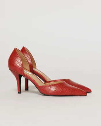 Pantofi rosii eleganti din piele ecologica cu model snake