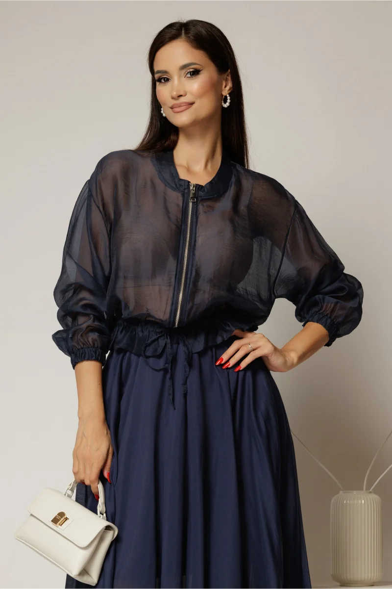 Jacheta bleumarin subtire tip bomber