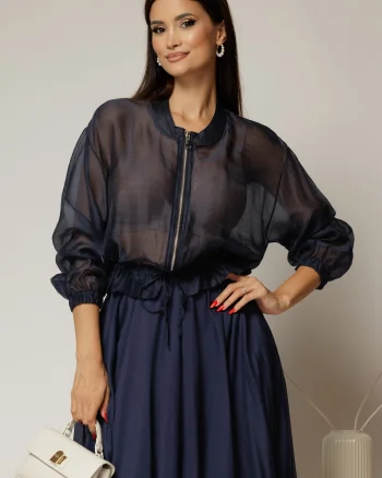 Jacheta bleumarin subtire tip bomber