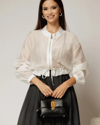 Jacheta alba subtire tip bomber